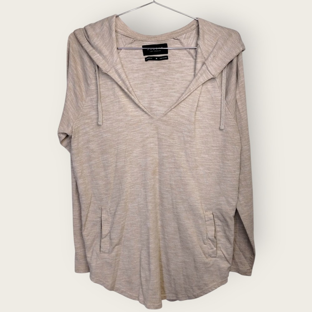 PacSun Los Angeles Womens Sz M Hoodie Pullover Long Sleeve Beige T-shirt Relaxed